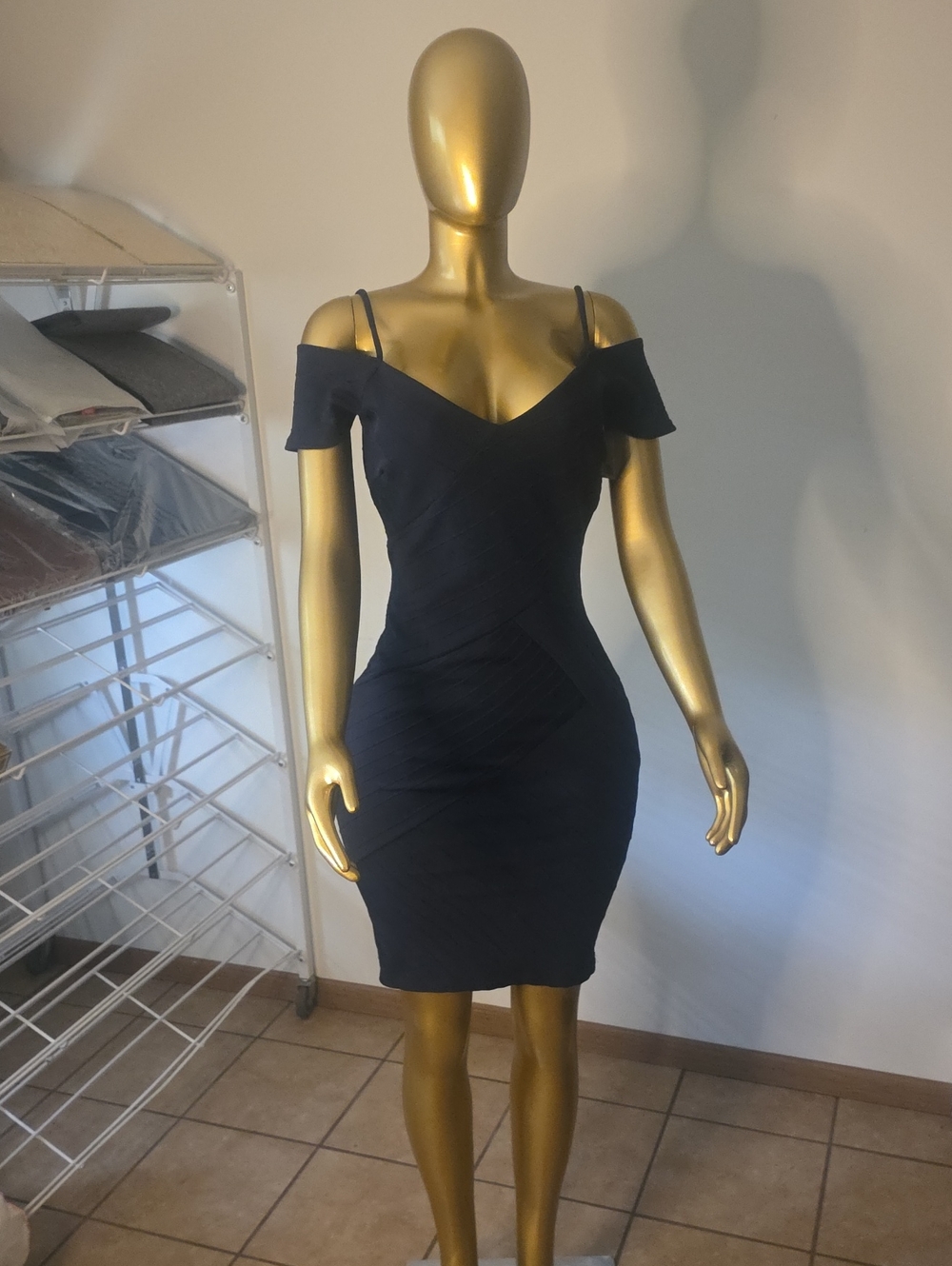 Fashion Nova Navy Off The Shoulder Ruched Bodycon Dress
